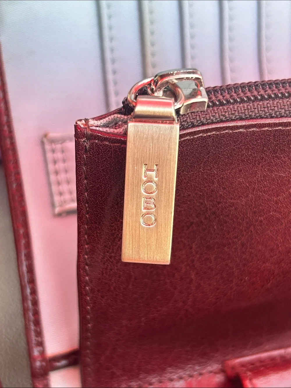 HOBO Burgundy Leather Crossbody Wallet Organizer Clutch Phone Purse